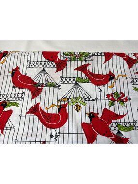 Michael Miller Holiday Birds Cotton Fabric Red Cardinals Holly 32" x 44" Festive
